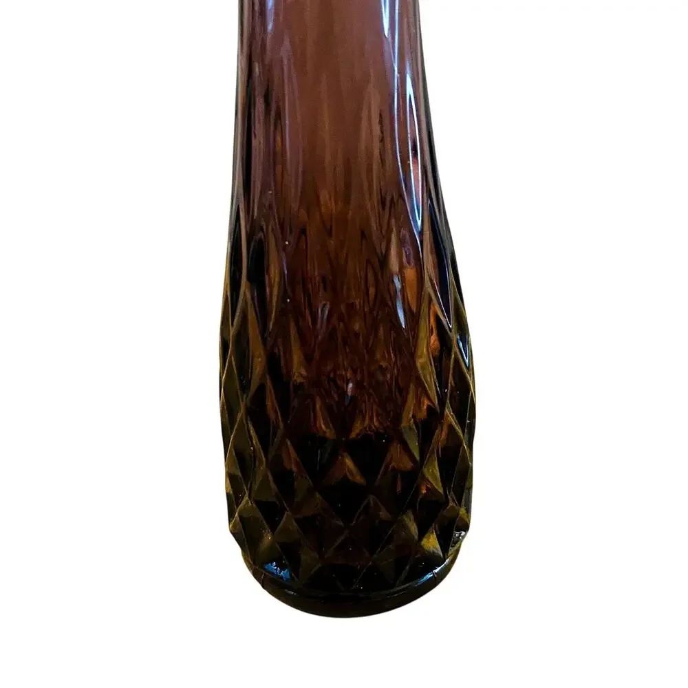 Vintage MCM Amethyst Purple Swung Glass Vase 9” Mid Century Modern